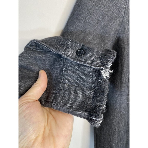 Francis Cabrel SMALL Faint‎ Black Denim Collared Pockets Frayed Hem Shirt Dress - Picture 5 of 8